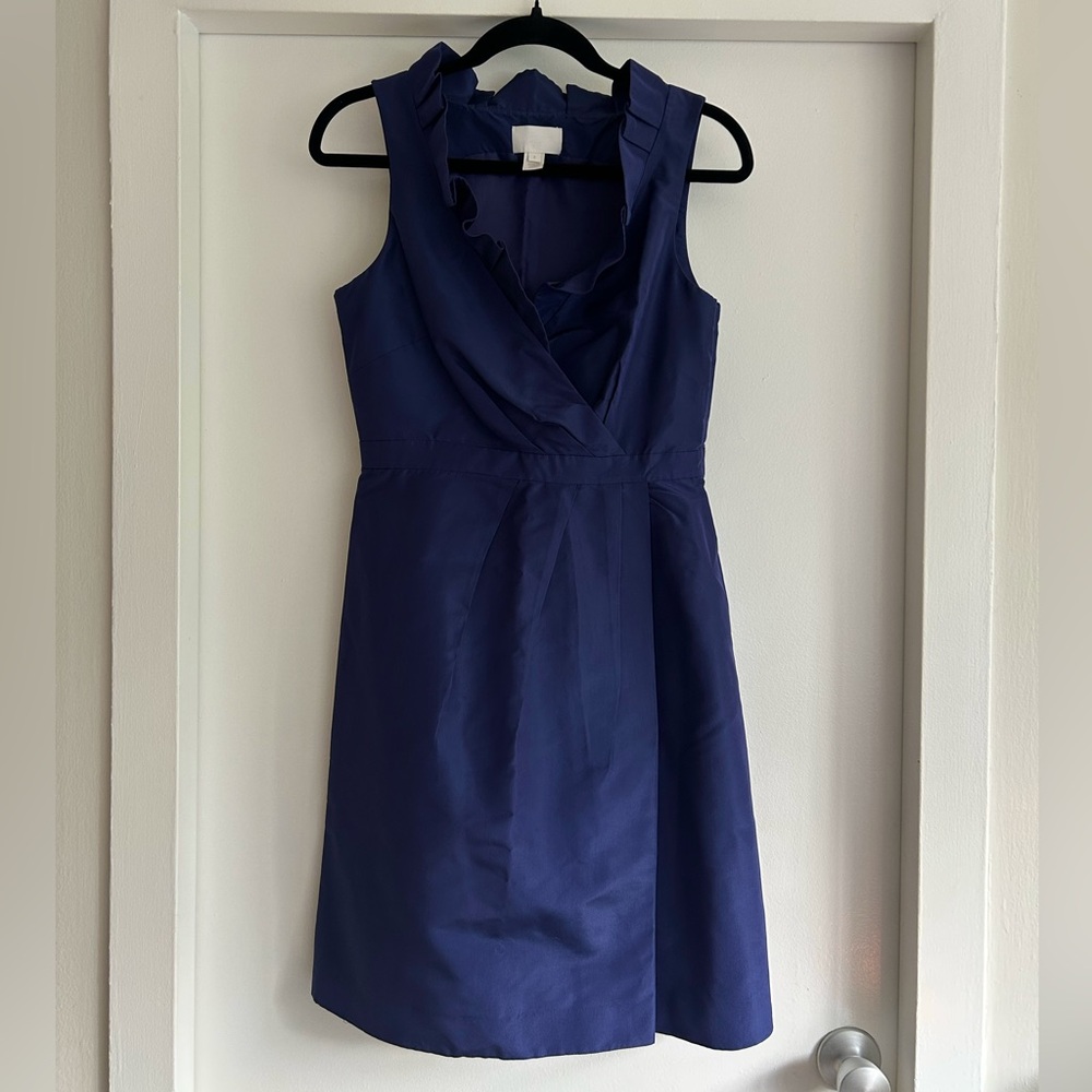 J. Crew silk sleeveless ruffle collar mini dress